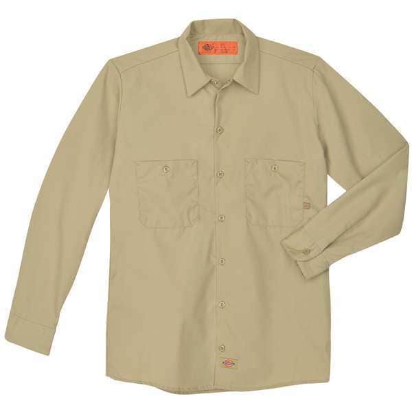 Dickies Men's Long Sleeve Industrial Work Shirt, Cotton/Polyester, Button Closure, 2XL - L535DS TL 2XL