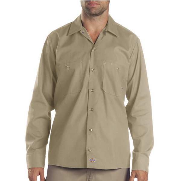Dickies Men's Long Sleeve Industrial Work Shirt, Cotton/Polyester, Button Closure, 2XL - L535DS TL 2XL