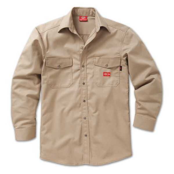 Dickies Flame-Resistant Snap Front Shirt, 9.5 cal/sq cm, 2XL, 12% Nylon, 88% Cotton - 2827KH 2L 0R