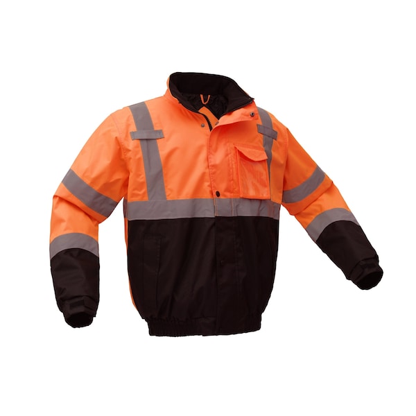 Gss Safety Hi-Vis Bomber Jacket, PU Coated Shell, Class 3 Lime/Black, 2XLT - 8001-TALL 2XL