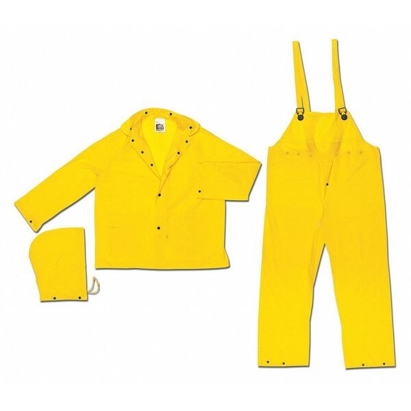 Mcr Safety Squall .20Mm Single Ply Pvc Suit 3, 2XL, PVC, Yellow, 2XL - O703X2
