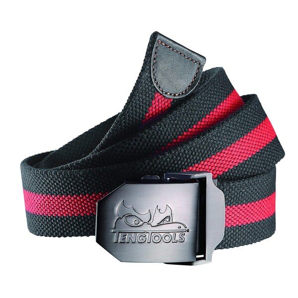 Teng Tools Adjustable Mens Black And Red Textile Belt w/Metal Buck - P-BET01