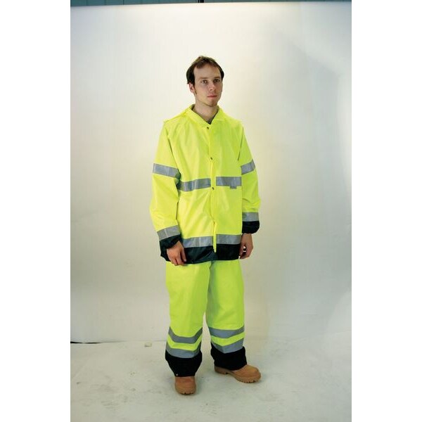 Occunomix Breathable Rain Jacket, Polyester, Class 3 R, Green/Yellow, 5XL - LUX-TJR-Y5X