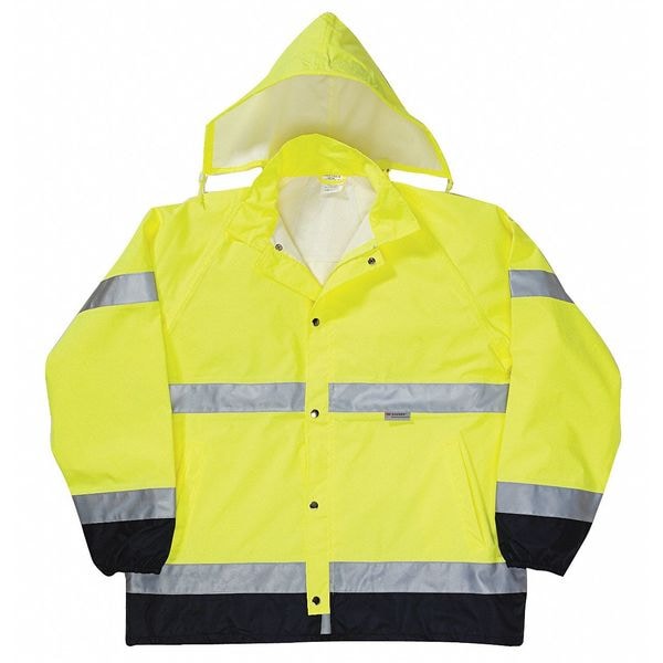Occunomix Breathable Rain Jacket, Polyester, Class 3 R, Green/Yellow, 5XL - LUX-TJR-Y5X