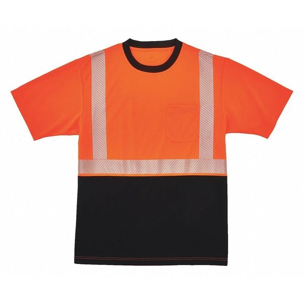 Ergodyne Blk Front Perf. Safety T-Shirt, M, Orange - 8280BK
