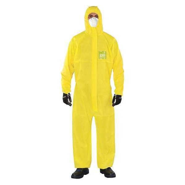 Microchem Disposable Coveralls, Hooded, M, Polyethylene, Zipper, Elastic Cuff, Elastic Ankle, Bound Seam - YY23-B-92-111-03
