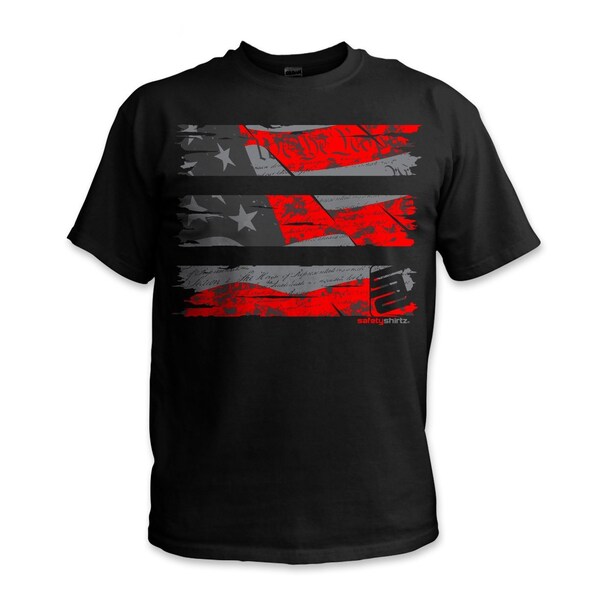 Safetyshirtz Stealth Old Glory Reflective High Visibility Tee, Black, XL - 61060501XL