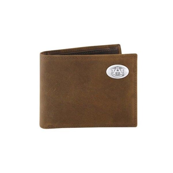 Zep-Pro Zep-Pro UAU-IWT1-CRZH-LBR Auburn Tigers Concho Emblem Crazyhorse Leather Bi-Fold Passcase Wallet - UAU-IWT1-CRZH-LBR