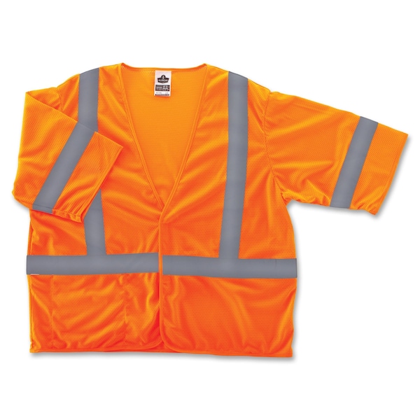Ergodyne Hi-Vis Economy Vest w/Sleeves L Class 3 U Back, , Hook & Loop 1 Pockets - 8310HL