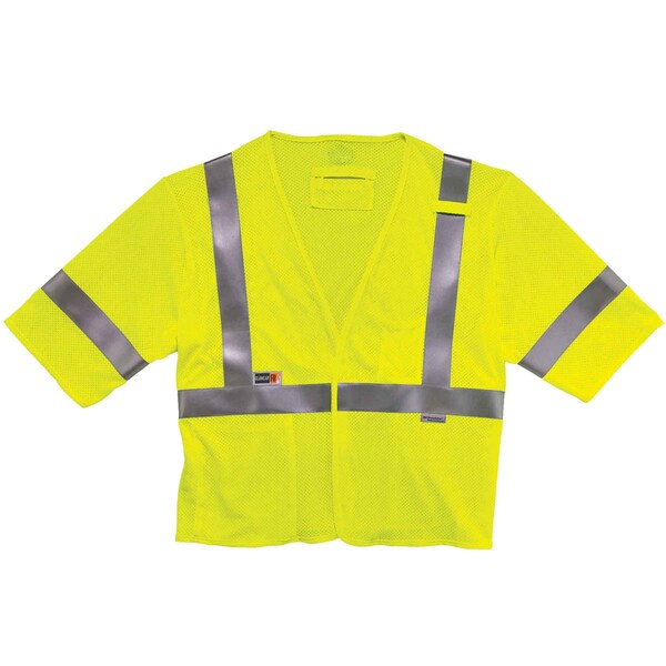 Ergodyne Hi-Vis FR Safety Vest w/Sleeves L Class 3 U Back, , Hook & Loop 2 Pockets, 1 Mic Tab - 8356FRHL