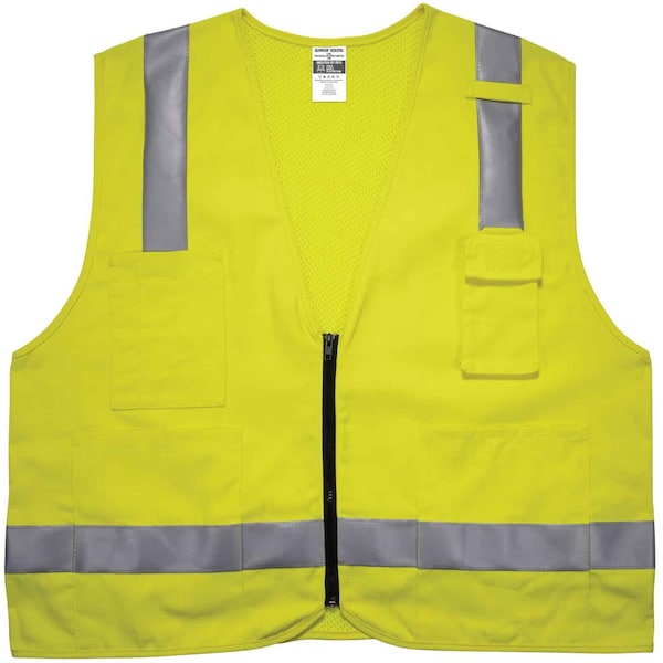 Ergodyne Lime 2XL/3XL Hi-Vis FR Surveyor Vest - Class 2, NFPA 70E, Mesh - 8262FRZ