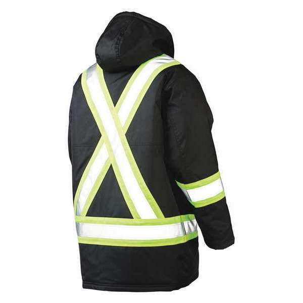 Tough Duck Hi-Vis Safety Parka, 300D Poly Oxford with PU Coating, Class 1 Type O, Black, Xl - S17611