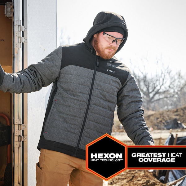 Milwaukee Tool M12 Heated TOUGHSHELL Men's Jacket, Gray, Heats 3 to 12 Hours, 2 Outside Pockets, XL - M102G-21XL