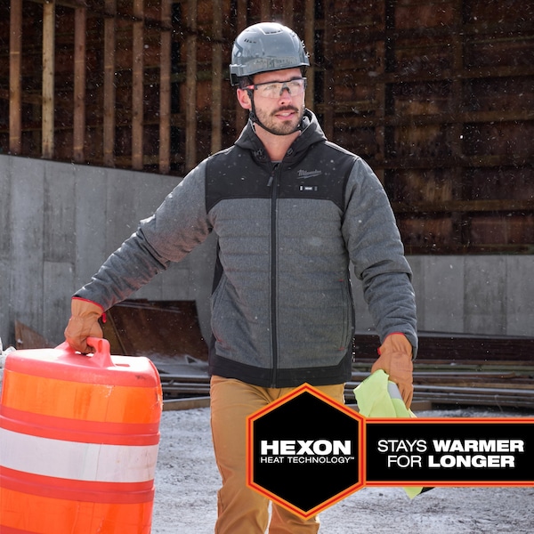 Milwaukee Tool M12 Heated TOUGHSHELL Men's Jacket, Gray, Heats 3 to 12 Hours, 2 Outside Pockets, XL - M102G-21XL