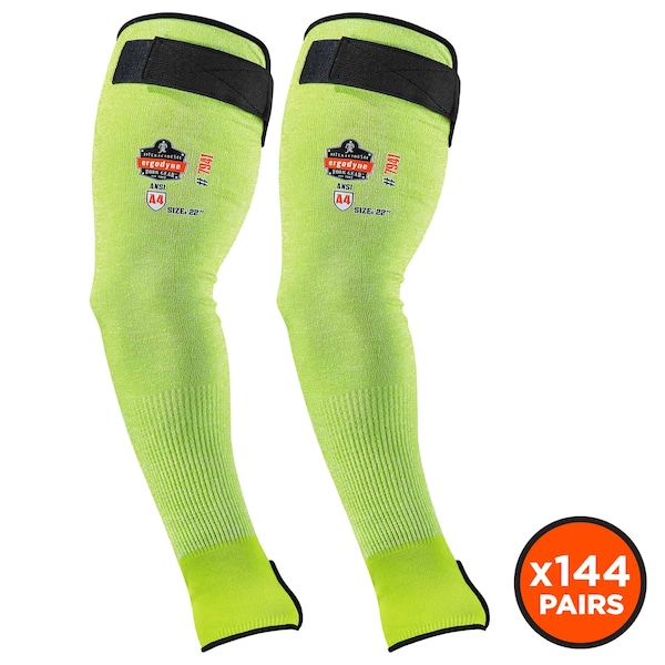 Ergodyne 22" Lime Cut-Resistant Protective Arm Sleeve Pair, PK144 - 7941CAPR22