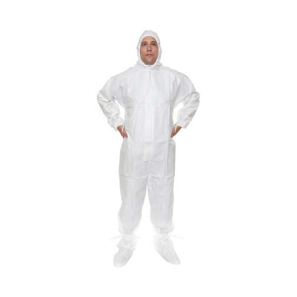 International Enviroguard Disposable Coverall, Collared, XL, Non-Woven Laminate, Zipper, Elastic Cuff, Attached Boots Ankle - CE11019CIS