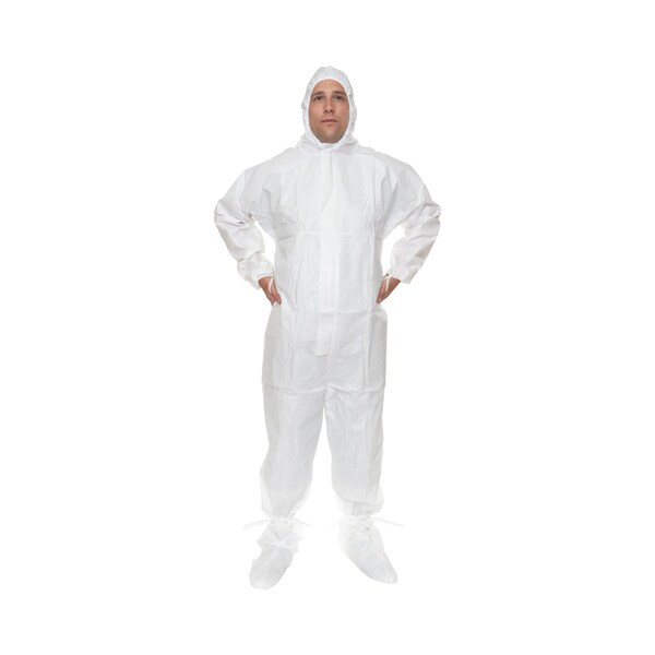 International Enviroguard Disposable Coverall, Collared, XL, Non-Woven Laminate, Zipper, Elastic Cuff, Attached Boots Ankle - CE11019CIS
