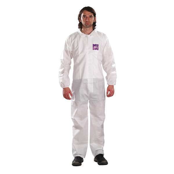 Microchem Disposable Coveralls, Collared, XL, SMS, Zipper, Elastic Cuff, Elastic Ankle, Taped Seam, 25 PK - WH15-S-92-100-05