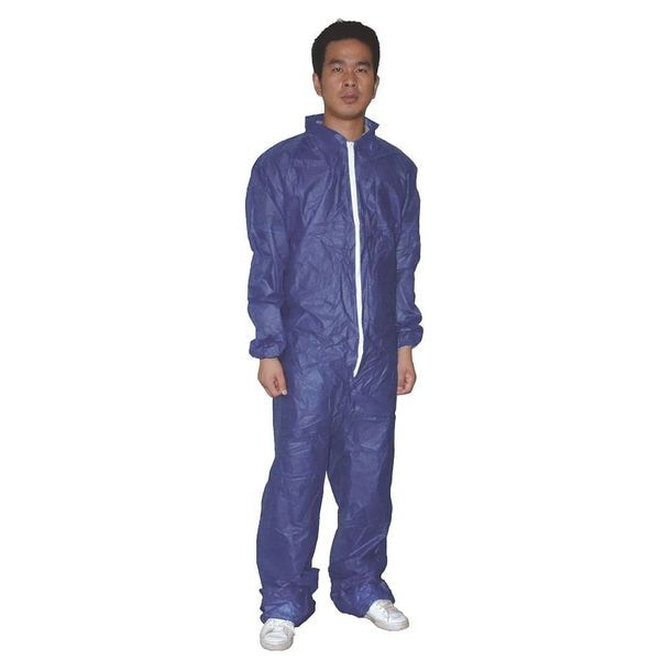 Condor Disposable Coverall, Collared, 3XL, Polypropylene, Zipper, Elastic Cuff, Elastic Ankle, Serged Seam - 26W819
