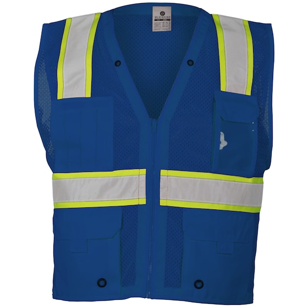 Kishigo L-XL Royal Blue Enhanced Visibility Multi Pocket Vest - B102-L-XL