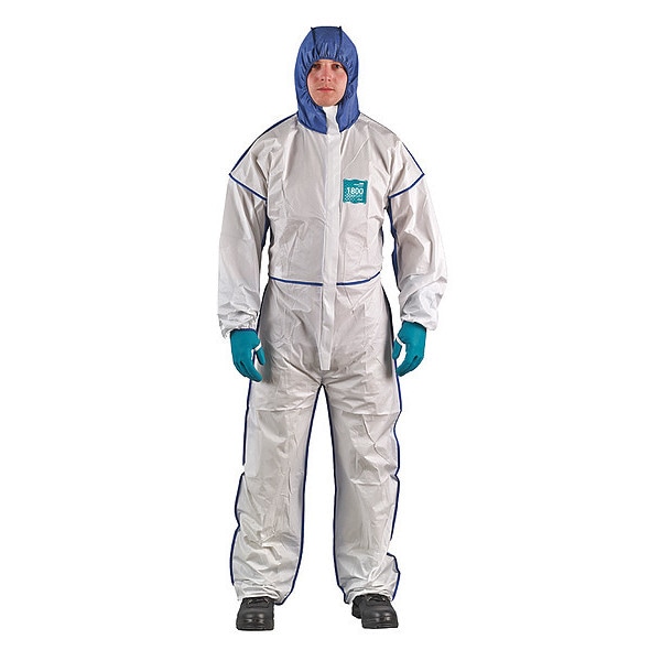 Ansell Disposable Coverall, Hooded, 2XL, Microporous Film Laminate, Zipper, Elastic Cuff, Elastic Ankle - WN18-B-92-195-06