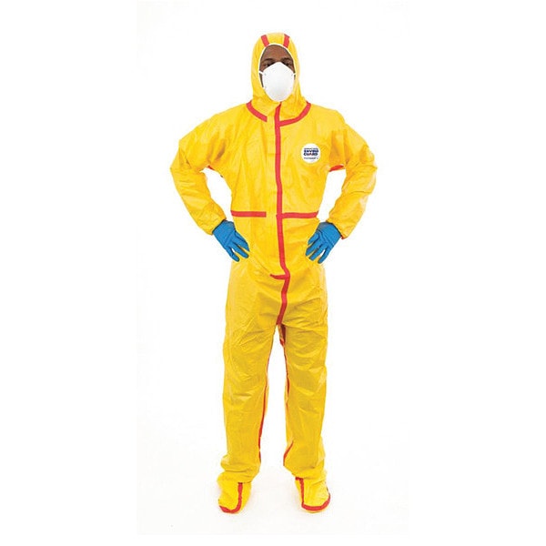 International Enviroguard Chem Splash Coverall w Hood, S, Yel, PK6, S, 6 PK, Yellow - 7019YT