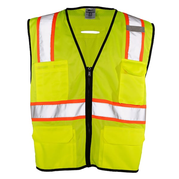 Kishigo L-XL, Lime 6 Pocket Contrast Vest - 1580-L-XL