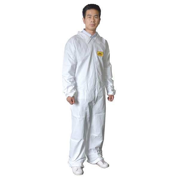 Condor Disposable Coverall, Collared, 2XL, Microporous Film Laminate, Zipper, Elastic Cuff, Elastic Ankle - 30C571