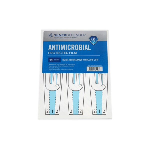 Defensor plateado antimicrobiano, película autolimpiante (corte en troquel para manijas de refrigerador comercial pequeño) - DC-027-CR-5