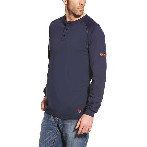 Ariat Men's FR Henley Longsleeve Tee, Buttons Closure, L - 10013518
