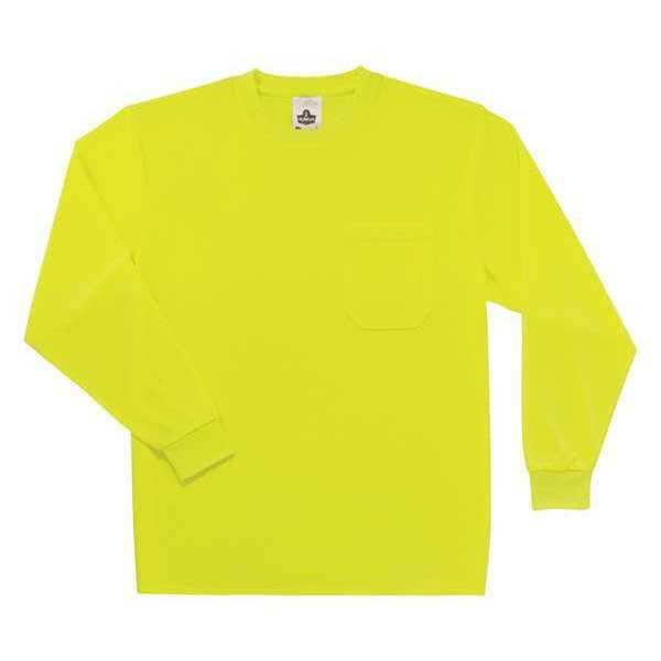 Ergodyne Long Sleeve TShirt, Lime, Non-Certified, XL, Polyester, Lime - 8091