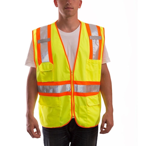 Tingley Two-Tone Hi-Vis Surveyors Vest 2XL/3XL Class 2 , Zipper 8 Pockets, 2 Mic Tab - V73852.2X-3X
