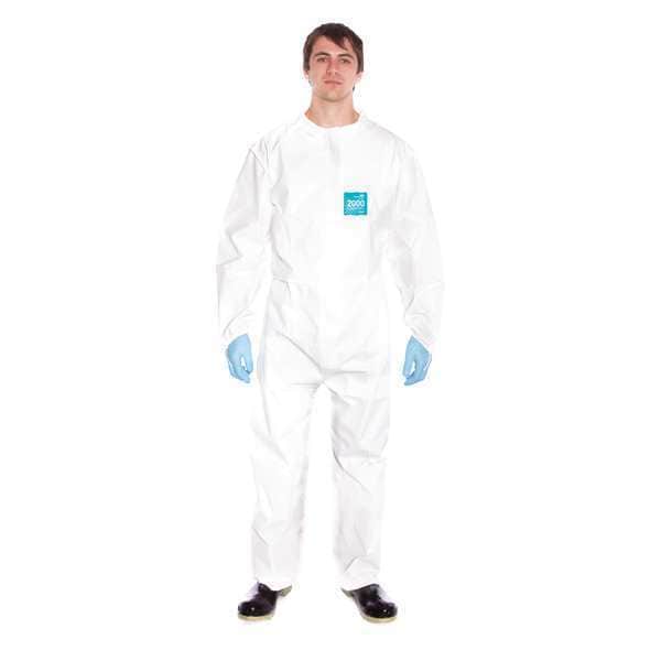 Ansell Disposable Coverall, Collared, XL, Microporous Film Laminate, Zipper, Elastic Cuff, Elastic Ankle - WH20-B-92-177-05
