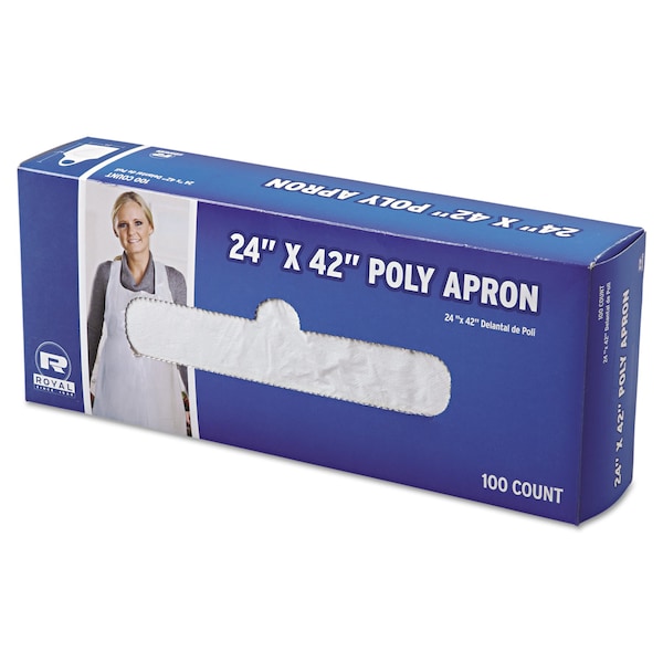 Amercareroyal Poly Apron, White, 24" W x 42" L, One Size Fits All, PK1000 - DA2442