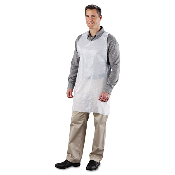 Amercareroyal Poly Apron, White, 24" W x 42" L, One Size Fits All, PK1000 - DA2442
