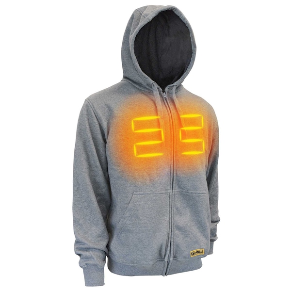 Dewalt Unisex DEWALT(R) Unisex Heated French Terry Cot, Heather Gray, Heats Up to 9 hr. , 20 2X - DCHJ080B-2X