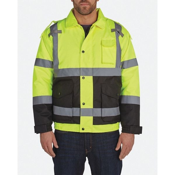 Utility Pro Hi-Vis Bomber Jacket, Teflon Fabric, Class 3 Black/Yellow, LT - UHV562-L-YB