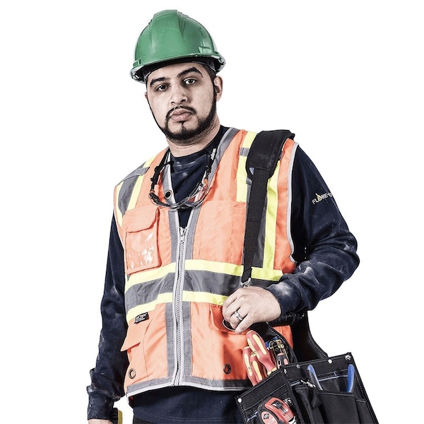 Pioneer Surveyor Mesh Back Vest, Orange, Large - V1010250U-L