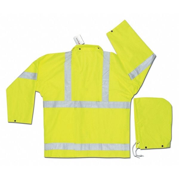 Mcr Safety 3-Piece Rainsuit with Detachable Hood, PVC, 0.38 mil Thick, Detachable, Yellow, M - 2083SRM