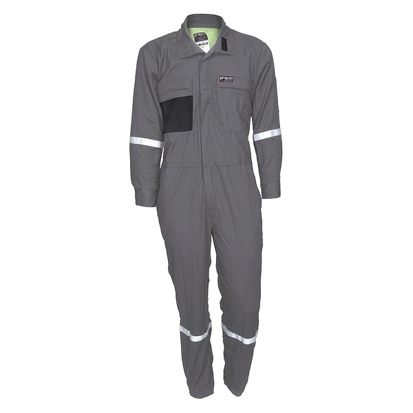 Mcr Safety Coverall, 8.9 cal/sq cm ATPV, M, 30 in Inseam, FR Inherent Blend, Zipper - SBC101142