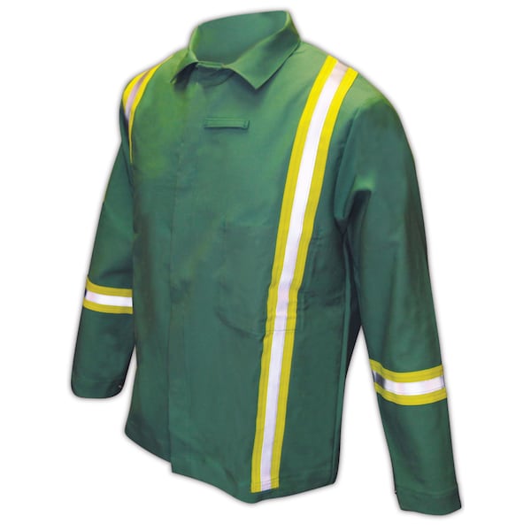 Magid Ind2530Hv Arc-Rated 12 Oz. 100% Fr Cotton Jacket W/Hi-Viz Stripes, Lg - IND2530HV-L