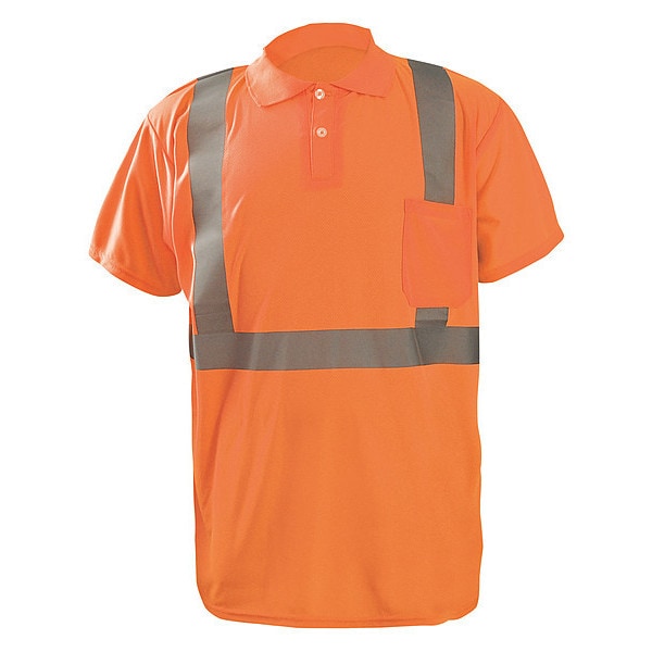 Occunomix Unisex Short Sleeve Hi-Vis Polo Shirt, Polyester, Button Closure, XL - LUX-SSPP2B-OXL