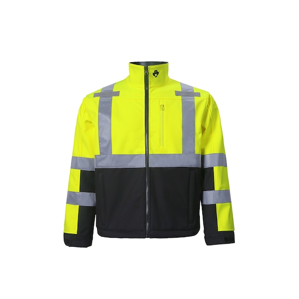 2W International Hi-Vis Softshell Jacket, 100% soft shell Thermoplastic Polyurethane (TPU)., Class 3 Lime, XL - SHL35C-3 XL
