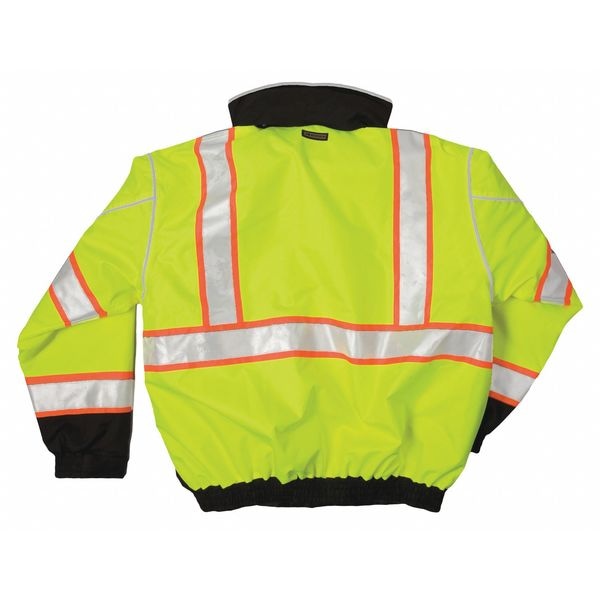 Kishigo Hi-Vis Bomber Jacket, Polyester, Class 3 Type R, Lime/Black, XL - JS119-XL