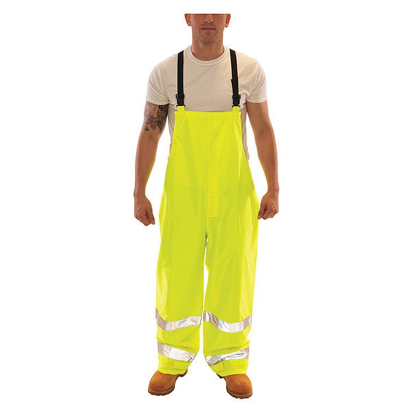 Tingley High Visibility Rain Bib Overall, Polyester/Polyurethane, 31 in Inseam, 40 in to 42 in Waist, XL - O23122