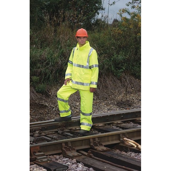 Tingley High Visibility Rain Bib Overall, Polyester/Polyurethane, 31 in Inseam, 40 in to 42 in Waist, XL - O23122