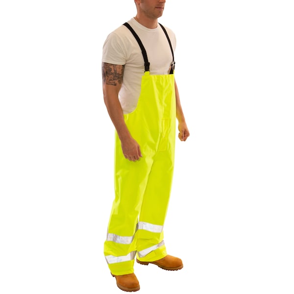 Tingley High Visibility Rain Bib Overall, Polyester/Polyurethane, 31 in Inseam, 40 in to 42 in Waist, XL - O23122