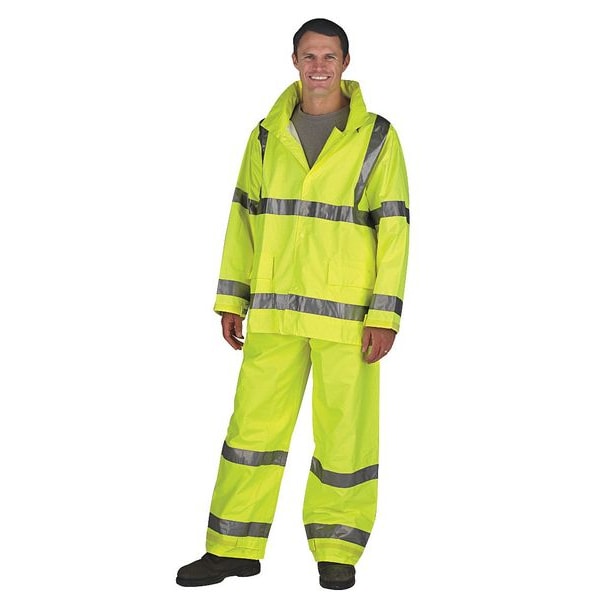 Tingley High Visibility Rain Bib Overall, Polyester/Polyurethane, 31 in Inseam, 40 in to 42 in Waist, XL - O23122