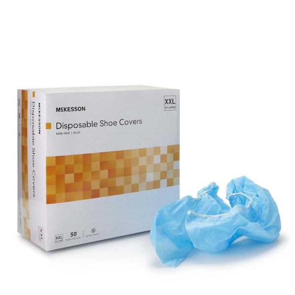 Mckesson Shoe Covers, 2X-Large, Nonskid Sole, Blue, 200PK - 16-3558