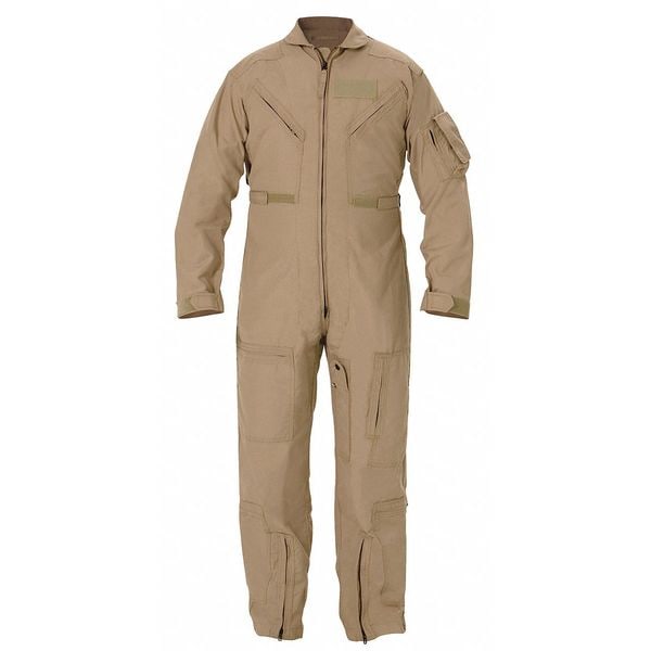 Propper Flight Suit, Nomex(R), 4.5 oz Fabric Weight, 30 1/2 in Inseam, Air Force Tan, 40 Regular - F51154622140R